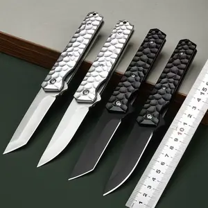 Camping Hiking Folding Knife Outdoor Portable Sharp Fruit Knife Leisure Camping Picnic Hunting Emergency Belt Cutting Rope All-Steel Handle Men's Gift
