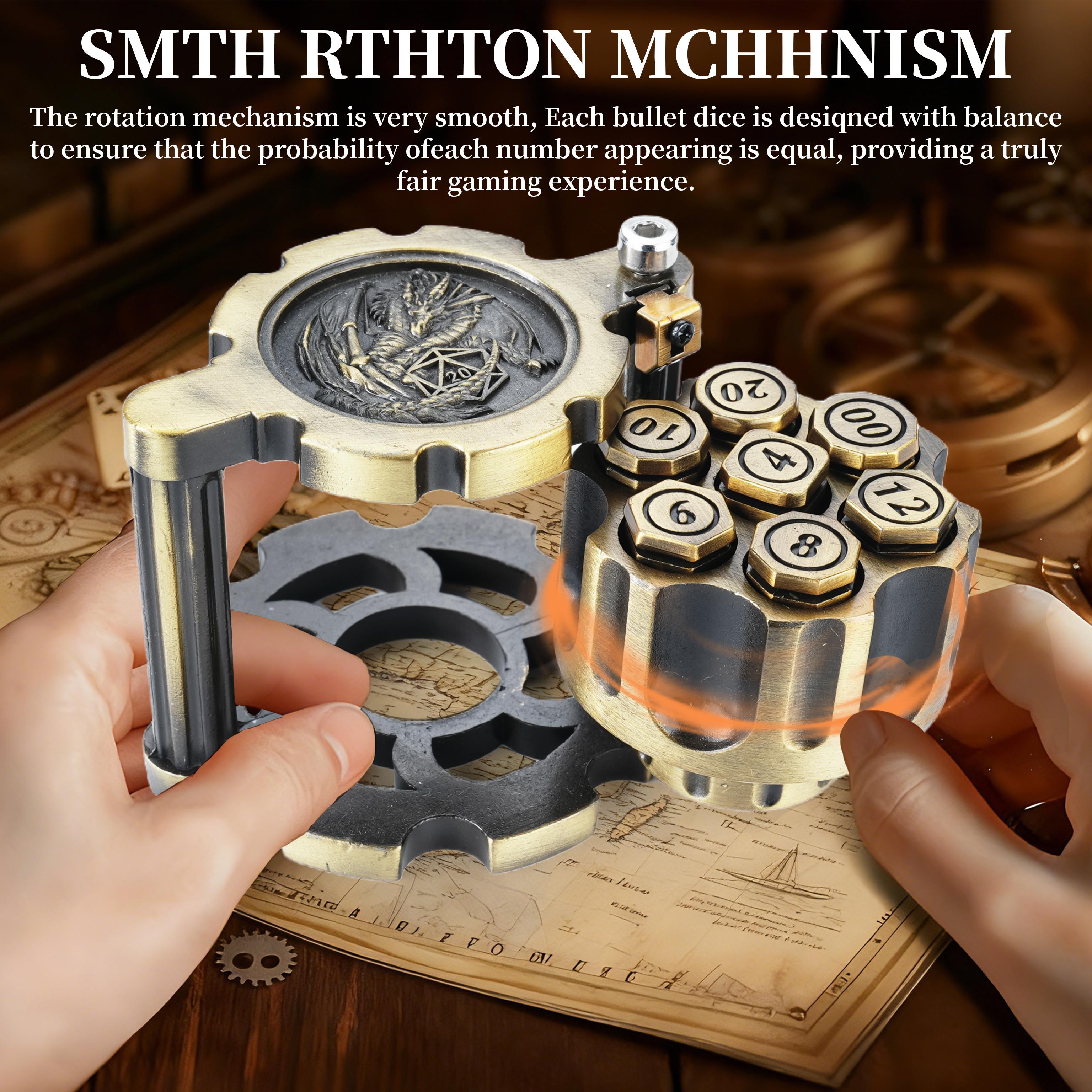 Revolver style metal dice set for tabletop gaming