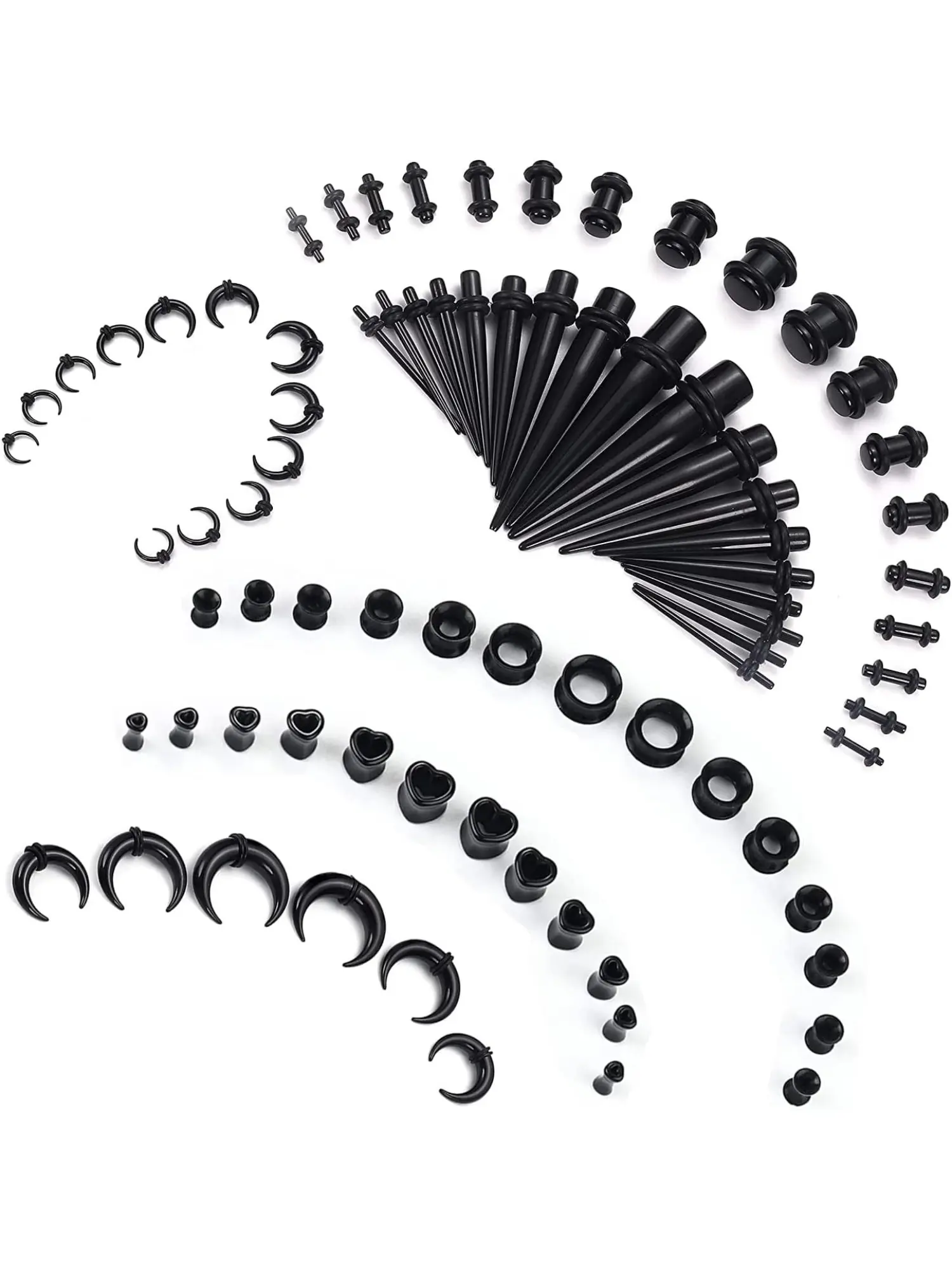 80PCS Ear Gauges Stretching Kit 80Pcs 14-00 Gauges Earrings Acrylic Tapers and Plugs Silicone Tunnels Ear Gauges Expander Set Piercing Kit Ear Gauge Tunnels For Hoops