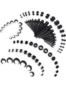 80PCS Ear Gauges Stretching Kit 80Pcs 14-00 Gauges Earrings Acrylic Tapers and Plugs Silicone Tunnels Ear Gauges Expander Set Piercing Kit Ear Gauge Tunnels For Hoops