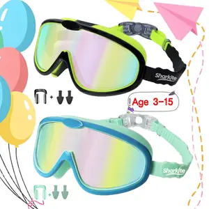 Sharkite 2 Pack Kids Swimming Goggles Wide Angle Anti-fog UV Waterproof Leakproof Boys and Girls Swimming Goggles for 3-8/8-15 years old