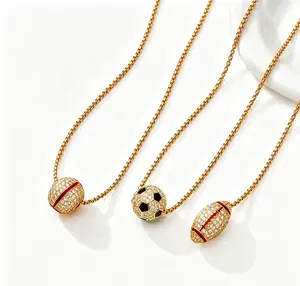 Sparkling Sports Zirconia Necklace – Soccer, Baseball & Football, Show Off Your Collarbone friend siste# SoccerNecklace# SoftballNecklace# FootballNecklace# NeverQuit#SportsFanGift#AthleteGift