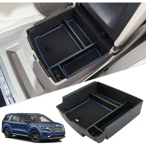 for 2022-2024 2025 2026 Kia Carnival Center Console Organizer 2022-2024 2025 2026 Carnival Accessories Insert ABS Materials Tray 2024 2025 2026 Carnival Console Tray with  and USB Hole (Blue)