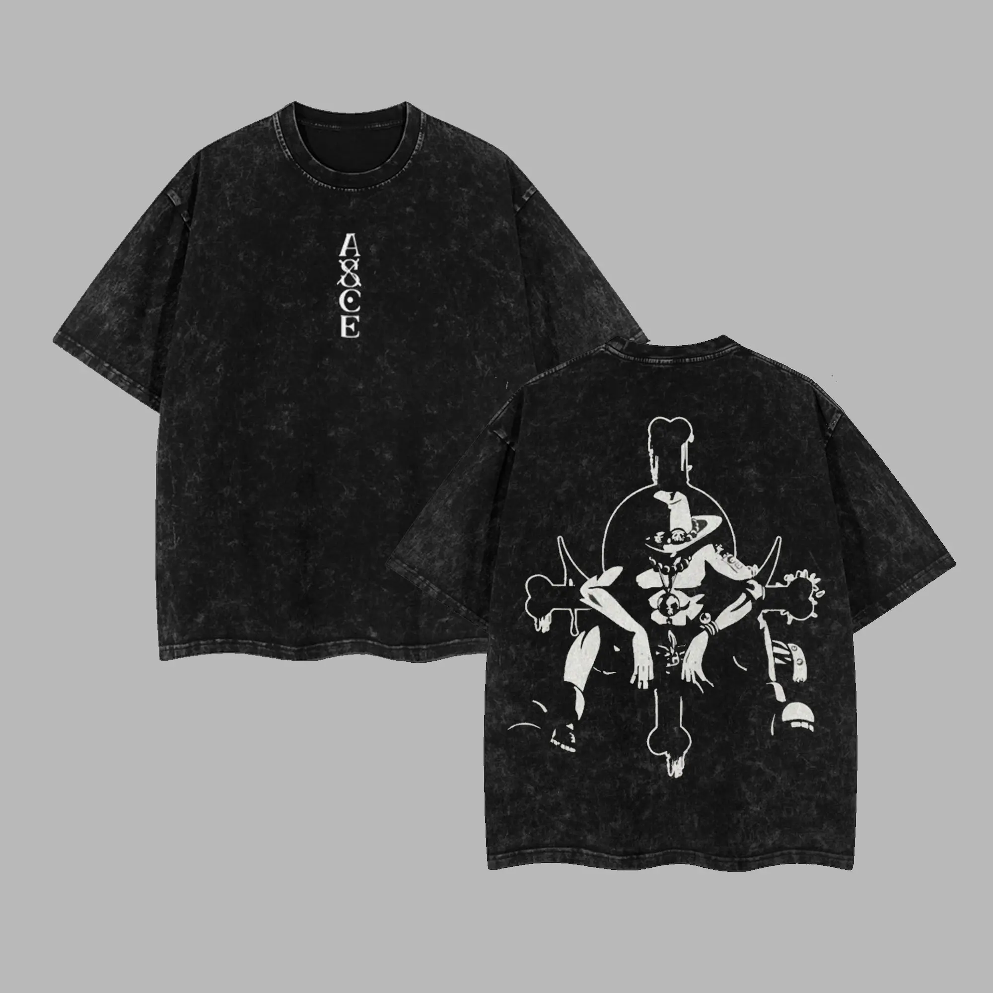 [NeoTokyoStatic] Portgas D. Ace One Pieceee Anime Retro Unisex Acid Washed T-Shirt, 100% Heavy Cotton One Pieceee 2026 Oversized Unisex Anime Merch, Soft Cotton Streetwear Clothes, Unisex Manga Apparel, Gift for Anime Fans