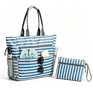 Beach bags for women: large waterproof, sandproof beach tote bag with zipper; family pool bags Carry All Tote ; swim cruise vacation essentials . Lightweight Versatile Tote Casual Everyday Bag Shopper Tote Bag Daily Commuter Tote Mesh Organiser