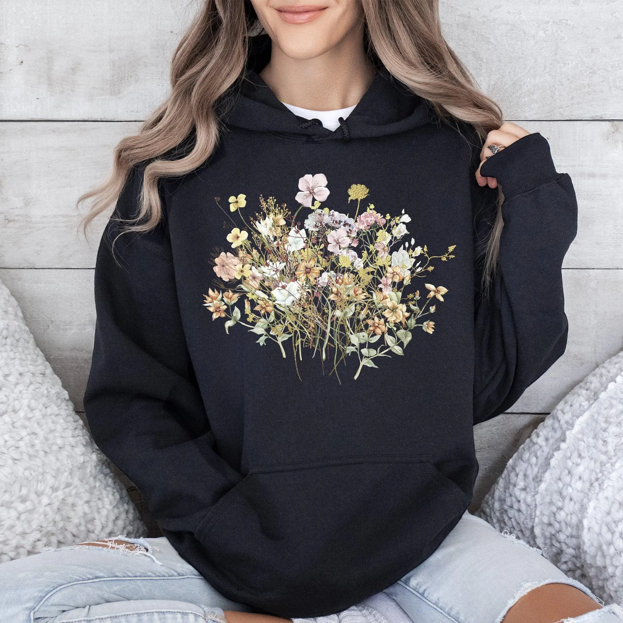 Meadow Pressed Flowers Hoodie