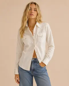 Women's Cowboy Ranch Classic Stretch Pearl Snap Long Sleeve Shirt, Stylish Women's Clothes