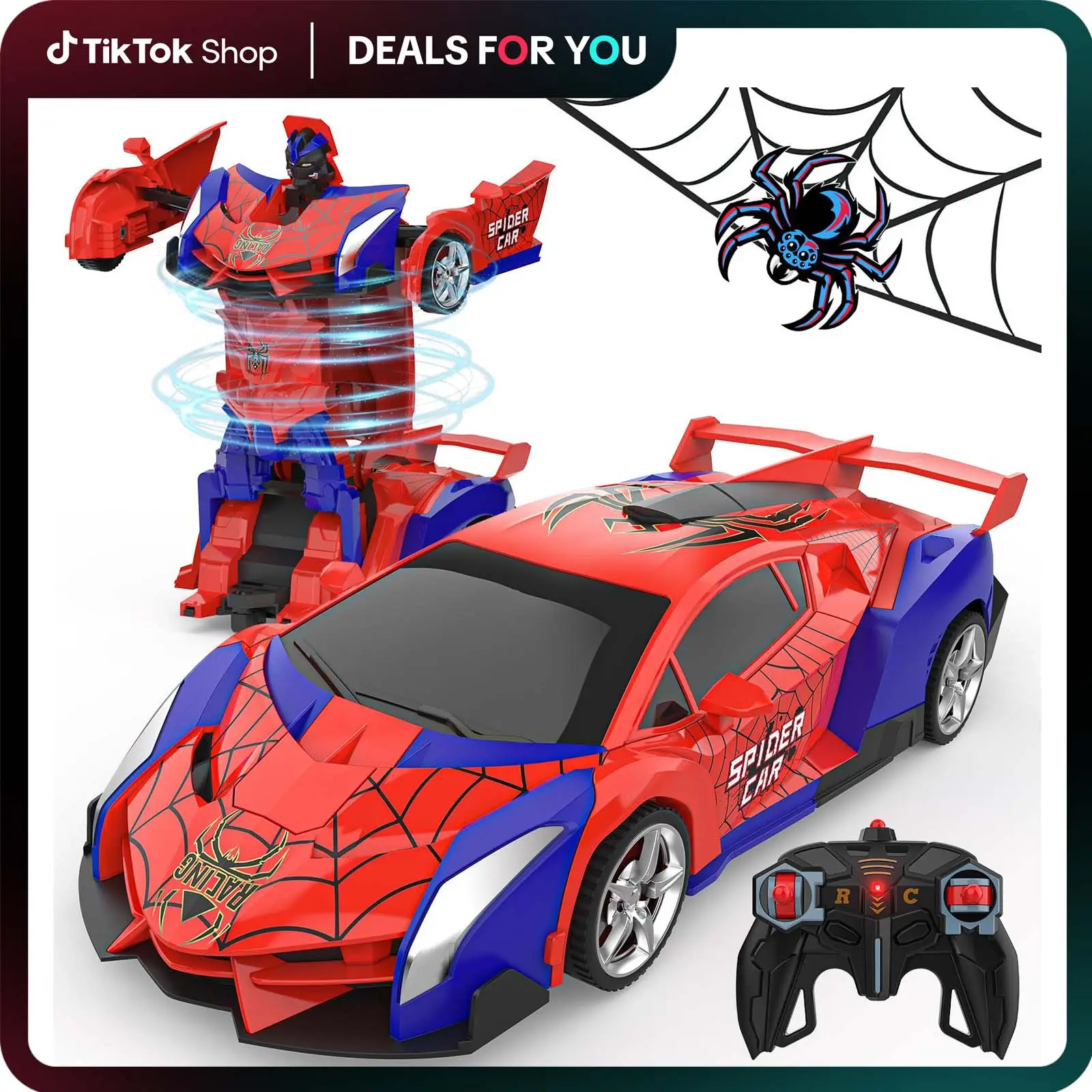 Aiencsai Transform Rc Cars for Boys 4-7 8-12, 2.4Ghz Remote Control Car 1:18 Scale Transforming Robot, button transformation,One-Button Deformation 36