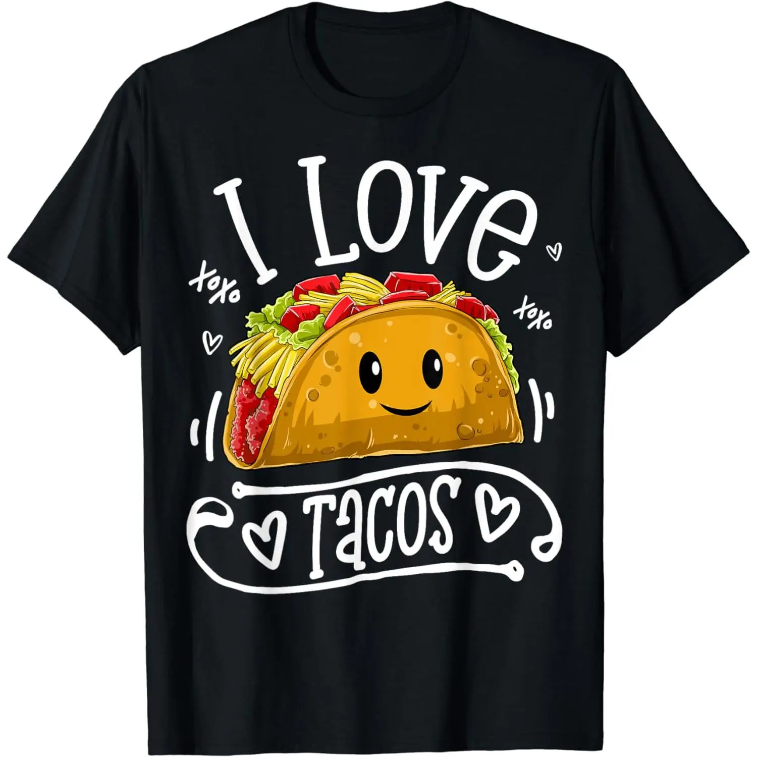 100 Percent Cotton I Love Tacos Graphic Tee for Women and Men Cinco De Mayo Celebration T Shirt