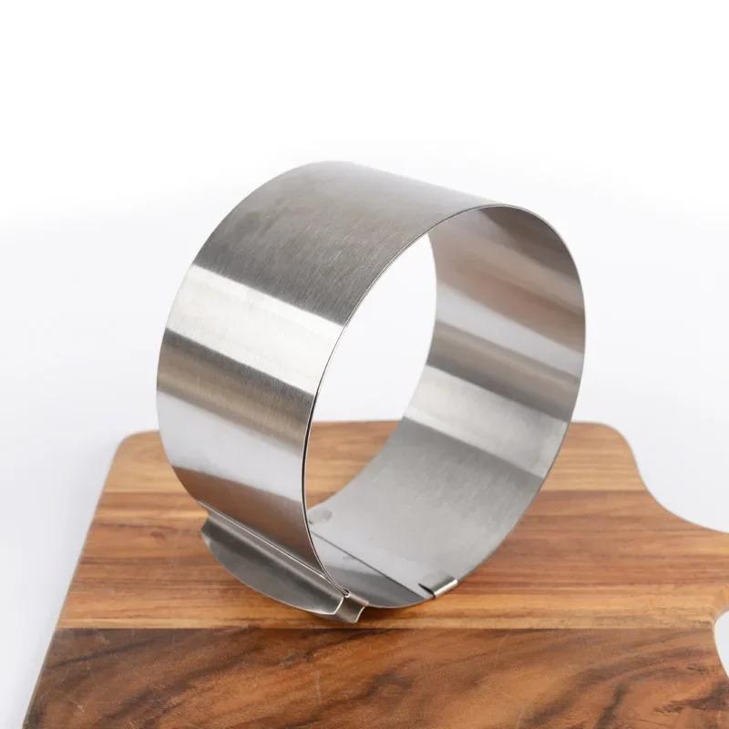 1pc Round Adjustable Stainless Steel Cake Ring Mold Retractable Mousse Cake Ring for Easy Release Baking Ring Tools 6-12inch