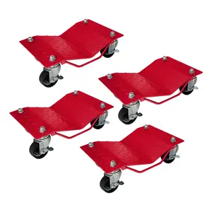 Heavy-Duty 4-Pack Car Wheel Dollies – 6000 lbs Each – 360° Dual-Lock Casters – Anti-Skid Steel Platform – Ideal for Moving Cars, Trucks, Trailers, Motorcycles, Boats