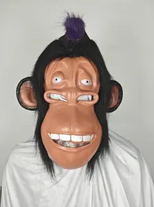 Crazy Gorilla Mask – Ultra Realistic Latex Monkey Headpiece with Ears and Teeth, Perfect for Cosplay and Prank Games