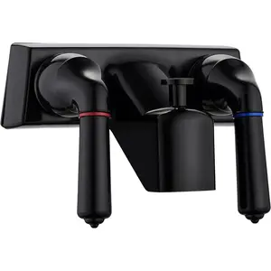 4 inch Shower Valve Diverter Replacement Shower Faucet with Classical Dual Handles for RV/Camper/Motorhome Bathroom, Black