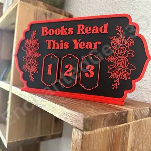 Custom Made Book Counter Sign with Floral Design 2 Color Customization for Reading Trackers