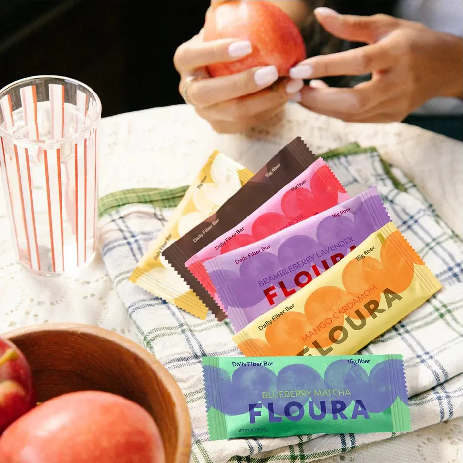 Floura Variety Pack Fiber Bar 12-Pack - 15g Fiber, Fruit-Forward, Gluten-Free, Snack for Wellness On-The-Go