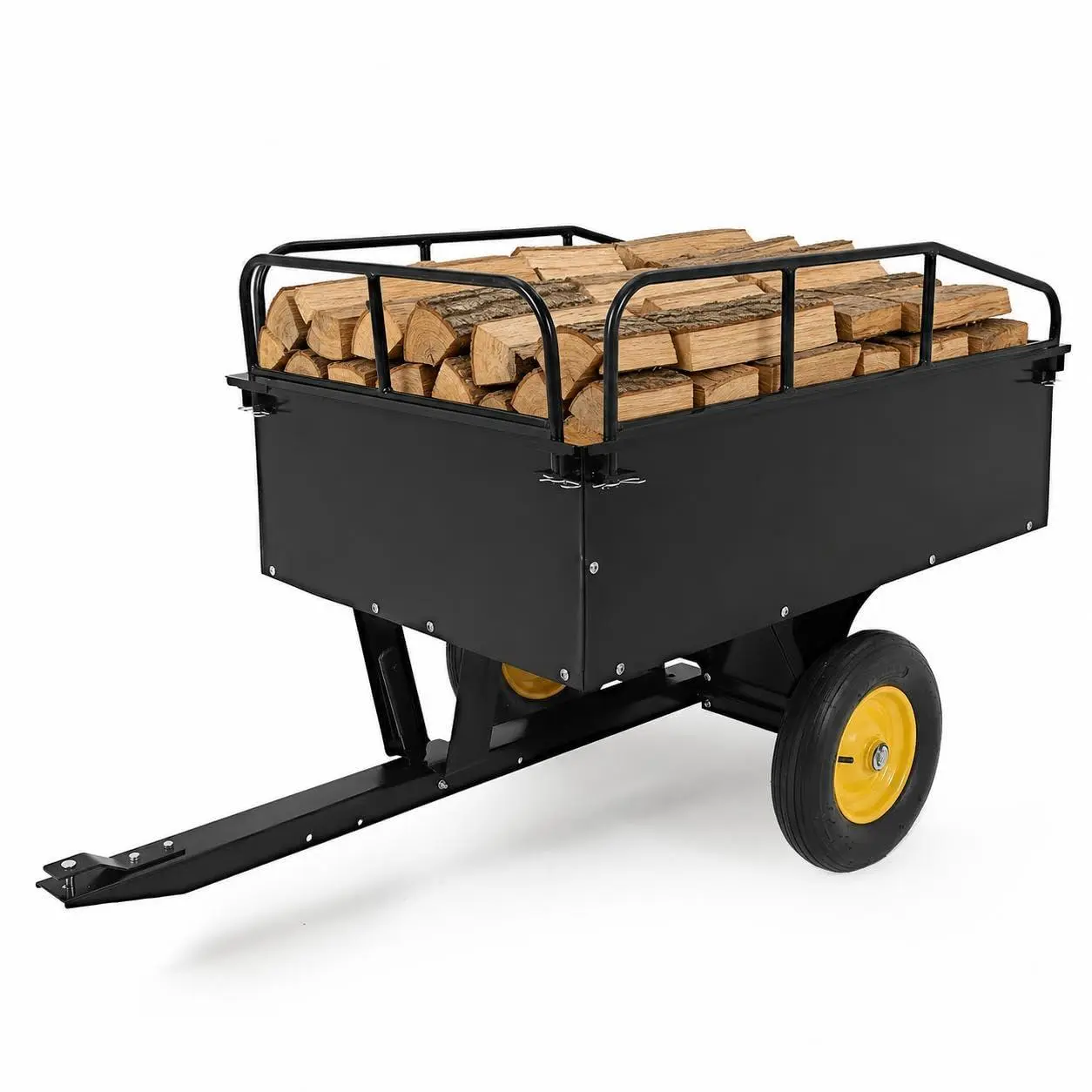 GAOMON 750 Lbs Capacity ATV/UTV Dump Trailer – 15 Cu. Ft. Heavy-Duty Steel Utility Cart with Removable Sides, Universal Hitch, Hand/Foot Lever Dump, for Lawn Tractor & Riding Mower