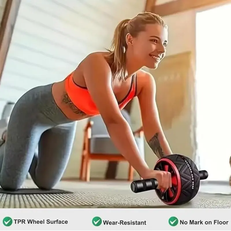 Ab Roller Wheel and Knee Mat, Abs Workout Equipment, Abdominal Workout Gear, Stomach Workout Equipment for Abdominal & Core Strength Training, Home Gym Fitness Exercise Wheels for Women Men, Abdominal Core Trainer, Abdominal Workout Machine