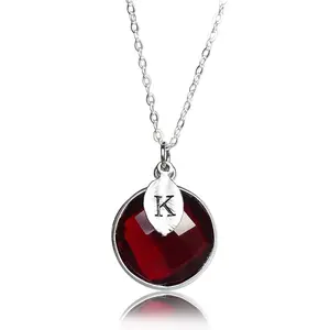Garnet Necklace, January Birthstone Necklace, Sterling Silver or 18K Gold, Round Personalized Necklace, Bridesmaid Gift, Mom Necklace