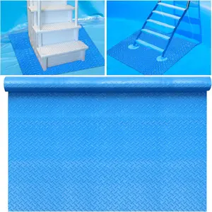 60"x60" Swimming Pool Ladder Mat Pool Ladder Pad with Non-Slip Texture Protective Pool Step Mat Vinyl Pool Liner for Above Ground Swimming Pool Steps Liner Compatible with Pool Ladders Stairs