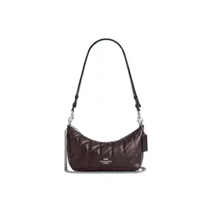 Coach Caitlin 24 Medium Crossbody Bag for Women, Quilted Chevron Design in Maple Brown Leather