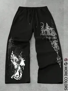 Men's Long Pants Angel Pattern Print Street Style Outdoor Fashion Trendy Vintage Youth Holiday Simple Campus Natural Comfortable Spring Fall Casual Street Trousers