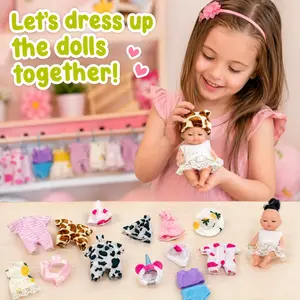 8 Pcs Mini Doll Playset, Mixed Different Styles Cute Dolls with Wearable Removable Clothes, Adorable delicate design, safe premium material. Perfect for dress up pretend play, great for daily entertainment, ideal for girls and kids over 3 years old