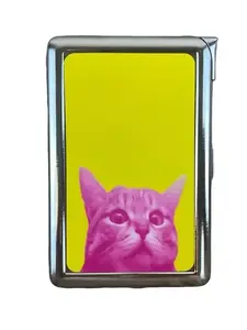 Peek a Boo Kitty Cat Metal Case with Built in Lighter