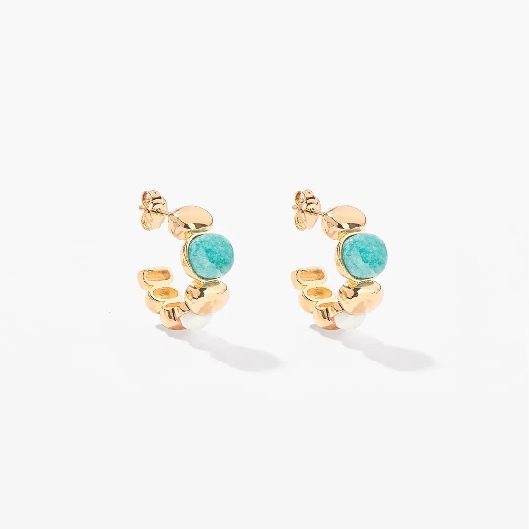 [Honger]Vintage Baroque Amazonite 18k Gold Plated  Earrings