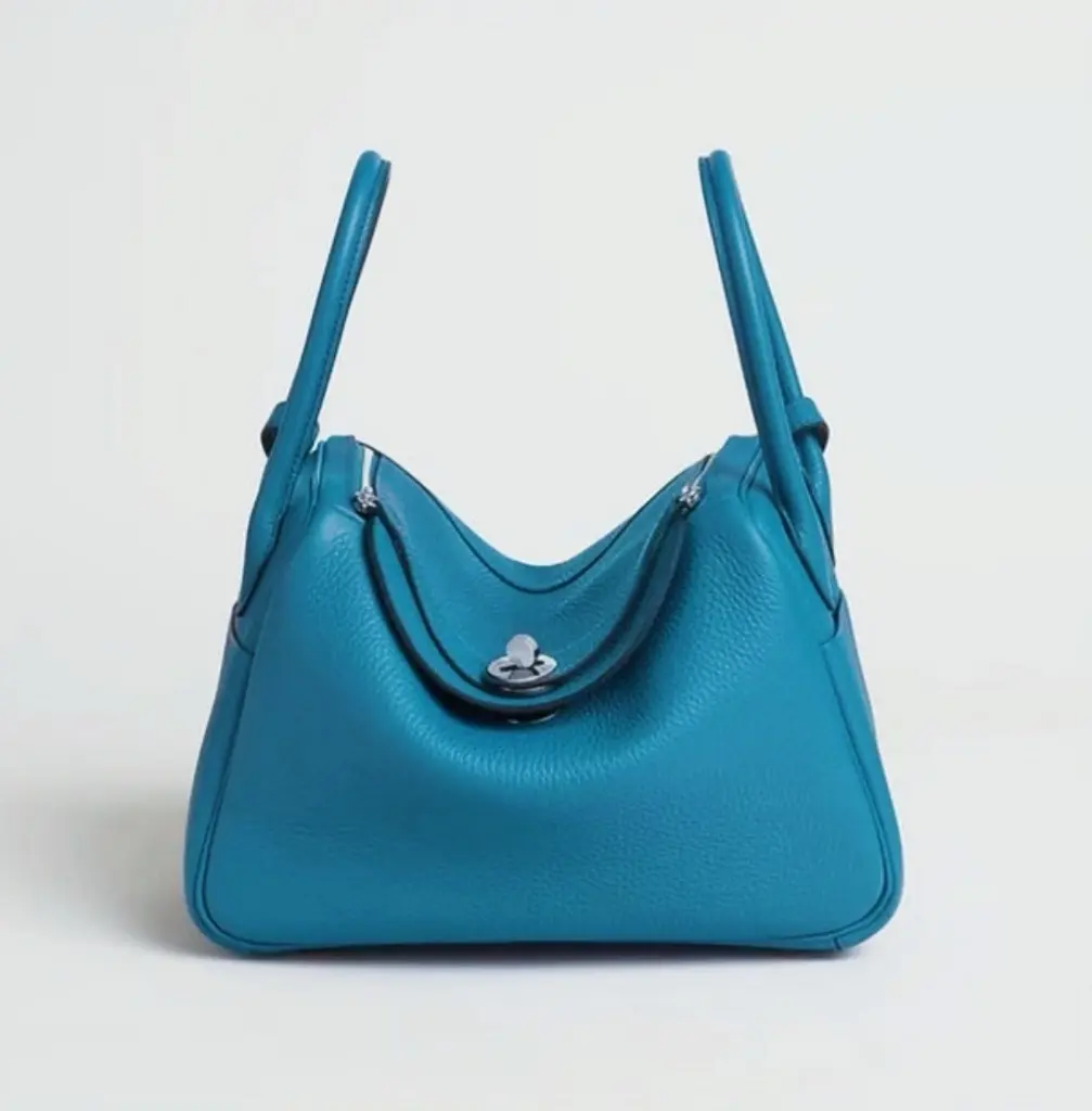 Pre-owned HERMÈS Lindy 26, Florida Blue OF Stamp, Silver Hardware