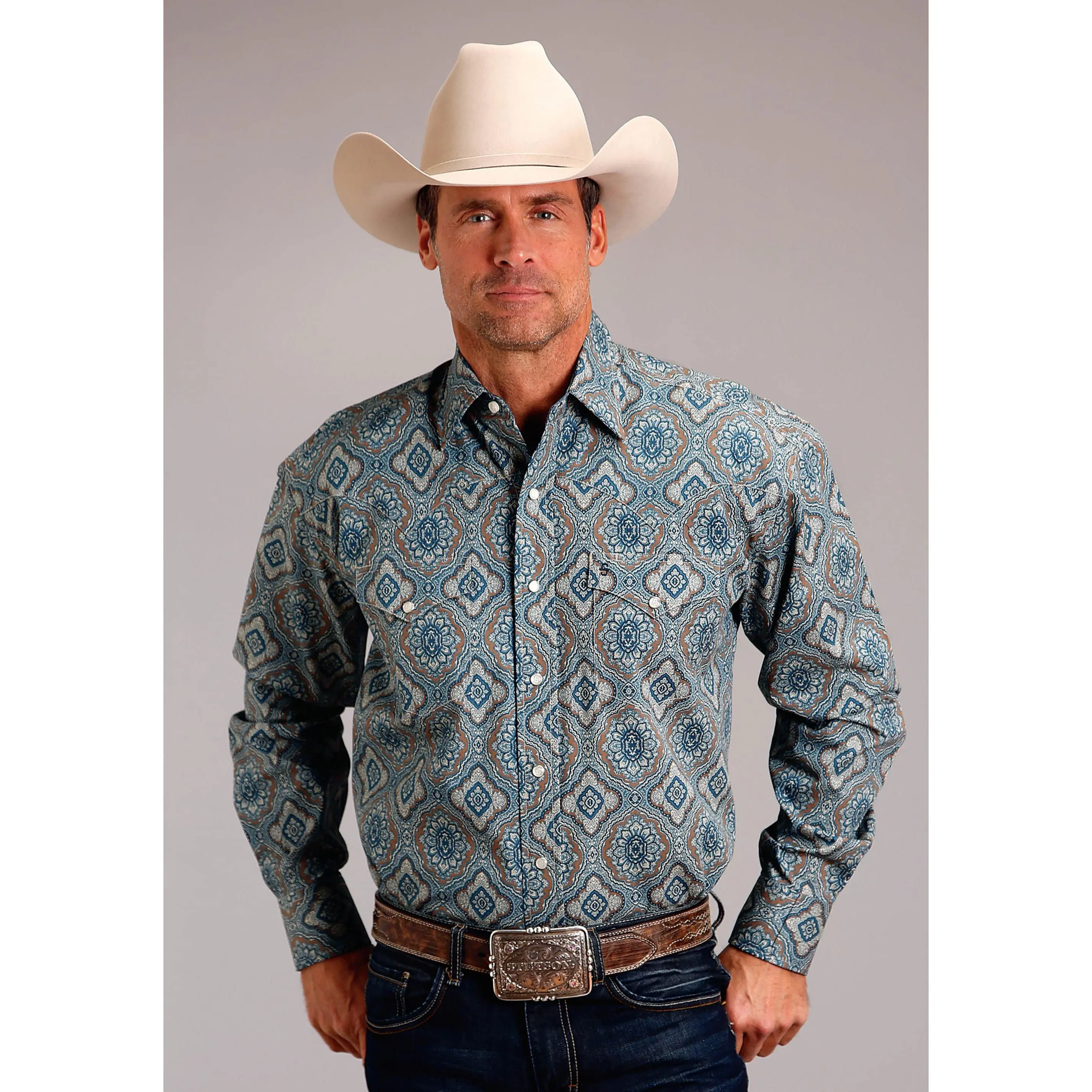 Men's Stetson Blue Sierra Paisley Western Shirt Men's Stetson Blue Sierra Paisley Western Shirt