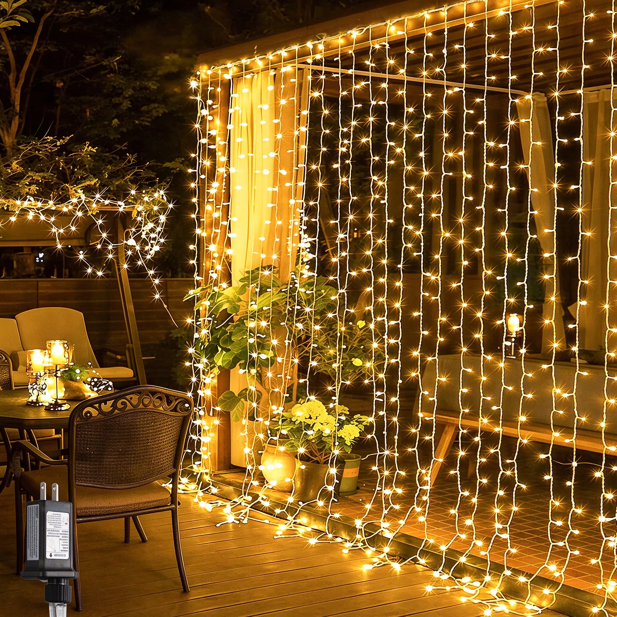 300-LED Curtain Fairy Lights, Plug-In String Lights for Bedroom Window Decor, Indoor-Outdoor Use for Wedding Party (Warm White/Multi-Colored)