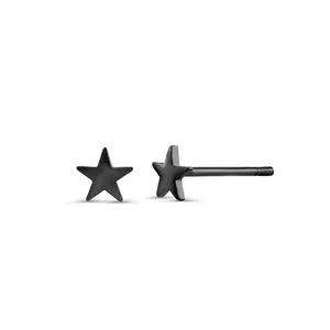 925 Sterling Silver Black Star Cartilage Studs, Silver Celestial Studs, Star Stud Earrings, Cartilage Studs, Black Rhodium Plated Star Studs, Hypoallergenic Stud Earrings