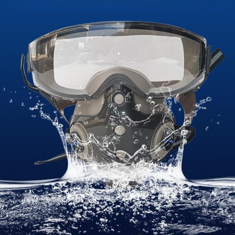 Reusable Industrial Gas Mask with 2 Filters, Dustproof Paint Spray Mask with Goggles, Protective Mask for Chemical Work