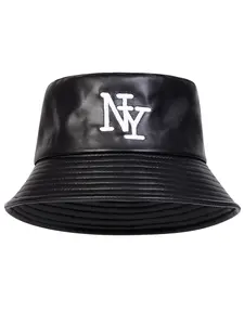 Unisex PU Leather Bucket Hat, Outdoor Sun Protection Cap, Casual Asymmetrical Design, Spring & Fall Travel Hat, Beach Vacation Accessory, High Quality Hat