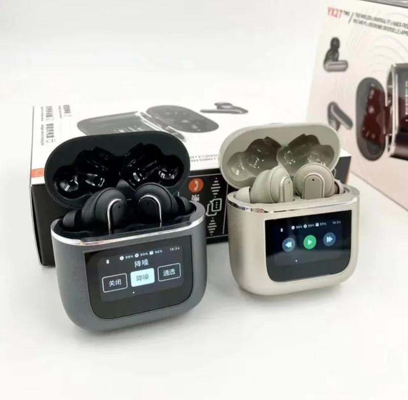 2024 TWS YX27 ANC Noise Cancelling Earphone HD Stereo Wireless Earbuds In-Ear Headphone Display LCD Touch Smart Screen Earphones