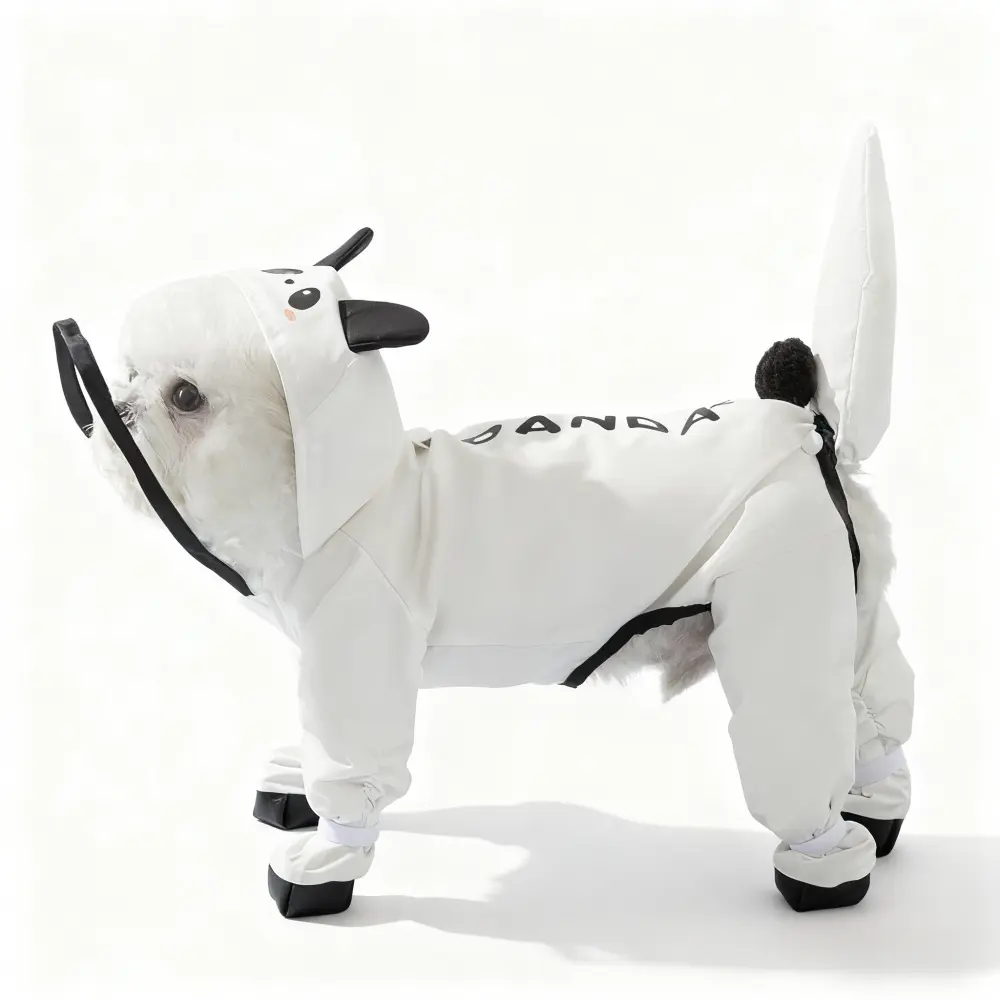 Hs-Free Dog Raincoat Set - Transparent Color-Block Design with Leash, Frosted Trim, Tail Cover, Tail Scarf, Hat, Soft Hoodie, Durable Polyester Material - Leashable for Small/Med Dogs