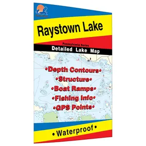 Raystown Lake Fishing Map - Detailed Map with Depth Contours, Structure, Boat Ramps, Fishing Info, GPS Points & Waterproof Features