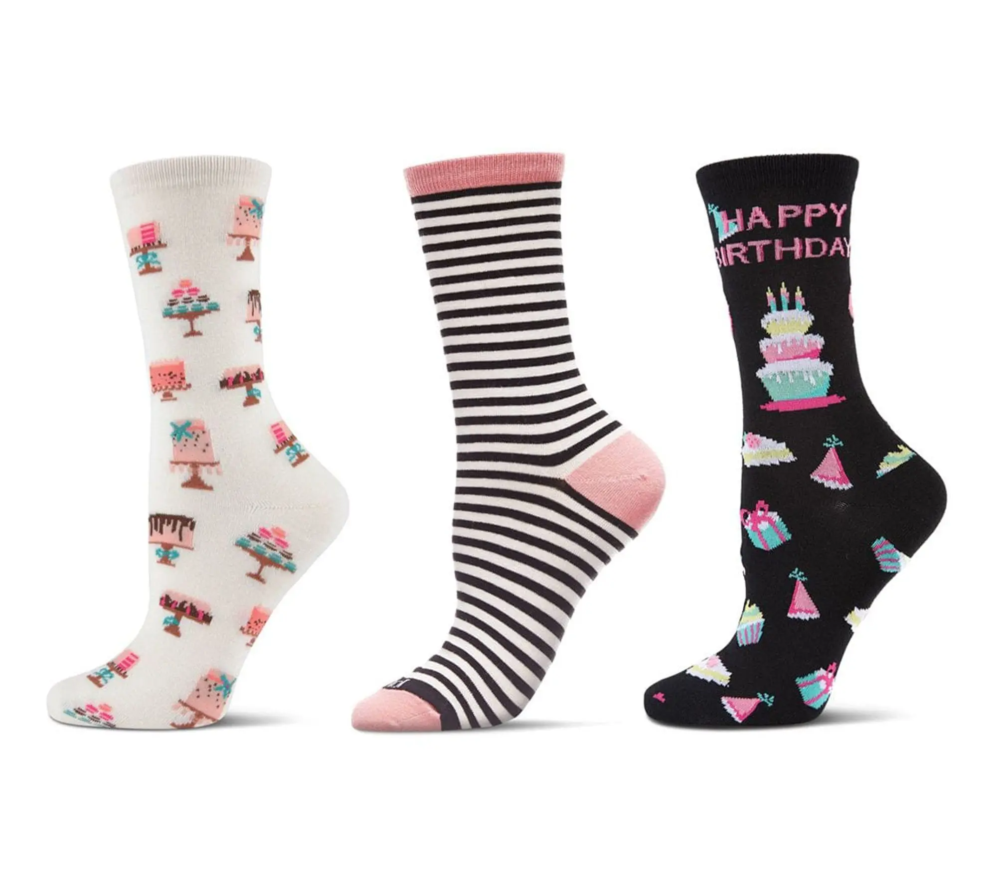 MeMoi Set of 3 Women's Birthday Crew Socks