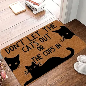 Cat Pattern Welcome Door Mat, Non-slip Floor Mat, Washable Decorative Carpet, Animal Printed Rug for Home Living Room Bedroom Kitchen, Home Decor