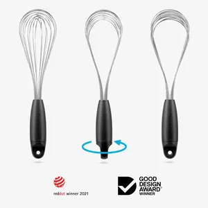 Dreamfarm Flisk Flold Flat Balloon Whisk - Stainless Steel 3 in 1 Kitchen Whisk