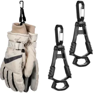 4 Pcs Black Glove Clips Work Glove Holders Durable Plastic & Secure Metal Buckle for Construction Helmets Belts Glasses Hats Towels