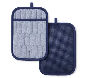 Matha Stewart Honeycomb Chambray Pot Holder 2-Pack Set