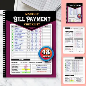 Monthly Bill Payment Checklist | Bill Tracker Notebook | Bill Payment Management Book | Bill Payment Checklist Book | Payment Notebook | Bill Tracker for Husband, Wife, Mom, Dad