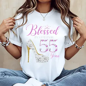 Blessed By God For 55 Years High Heel Print, T-Shirt, 55Th Birthday Celebration Gift, Party Wear