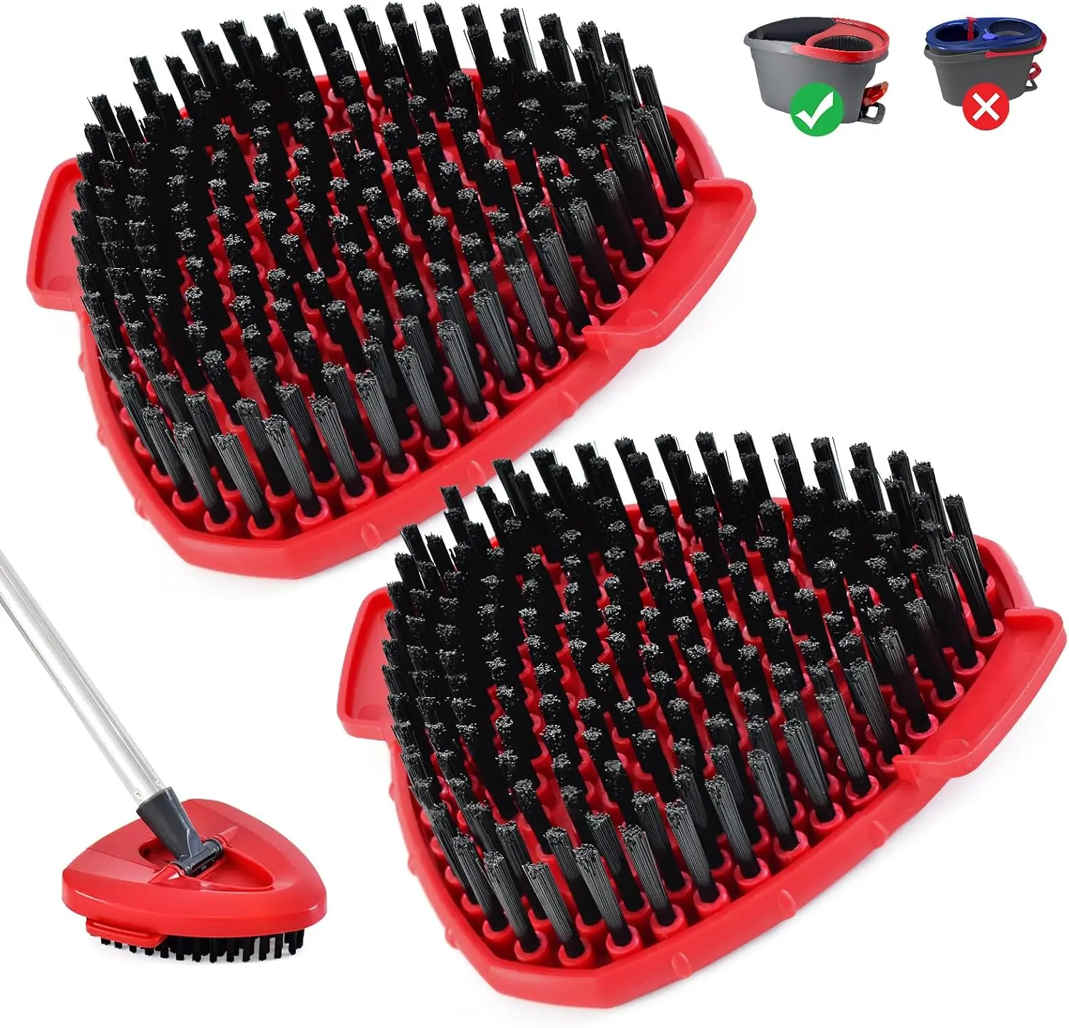 2 Pack Upgrade Scrub Brush Replace Heads Compatible with O Cedar Easywring 1 Tank Spin Mop, Scrubber Brush Head for Ocedar Easywring Spin Mop Scrubby Head Brush, More Layers of Bristles to Floor Clean GFRED