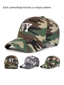 Unisex Ny Camo Baseball Cap, Camouflage Snapback Hat, Adjustable Sun Protection Casual Hat, Suitable for Spring & Fall, Outdoor Travel Beach Vacation