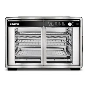 Gourmia 37 Qt Air Fryer French Door Toaster Oven, 9-Slice Capacity, 12 Cooking Presets, Stainless Steel