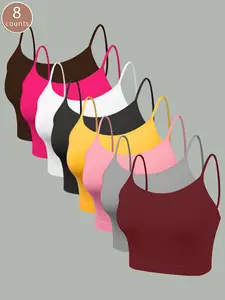 8 Pieces Women's Solid Wireless Bra, Stretchy Comfortable Breathable Bra, Ladies Lingerie for All Seasons, Fitness Training Clothes, Yoga Sports Bra SpringStatements