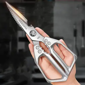 Multi-Function Kitchen Scissors Heavy Duty Sharp 304 Stainless Steel, Sliver Apartment Kitchen Accessories Cooking Shears for Chicken Meat Fish Poultry(Sliver)