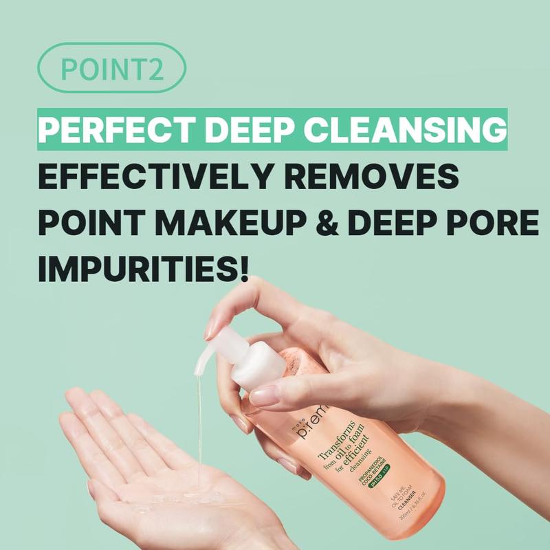 MAKE P:REM Safe Me. Oil to Foam Cleanser 6.76 Fl Oz, 200ml | Gentle Korean Face Wash & Makeup Remover for Sensitive Skin